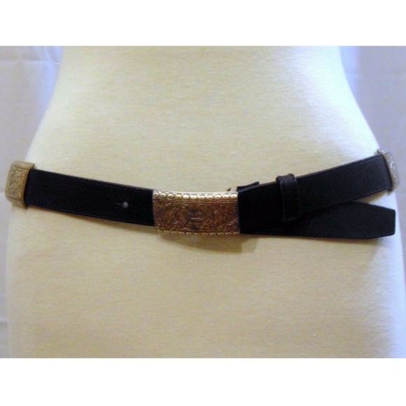 Vintage Fossil Leather Silver Concho Belt Sz M
